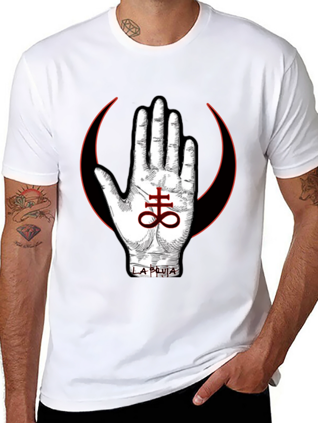 Occult Symbol T-Shirt - Hand & Leviathan Cross Design