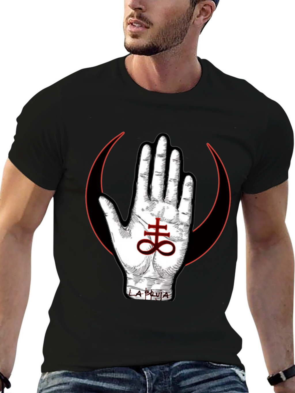 Occult Symbol T-Shirt - Hand & Leviathan Cross Design