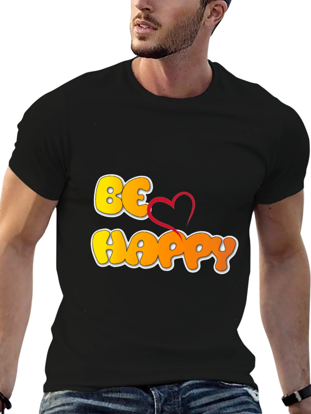 Be Happy Graphic T-Shirt - Black