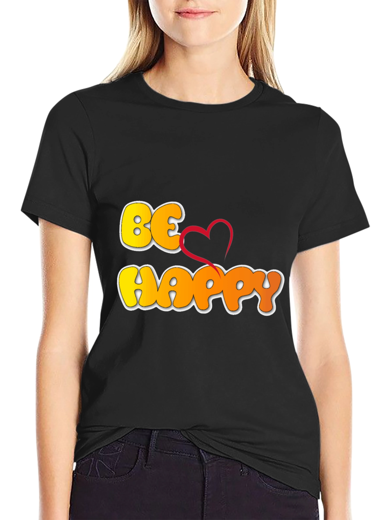 Be Happy Graphic T-Shirt - Black