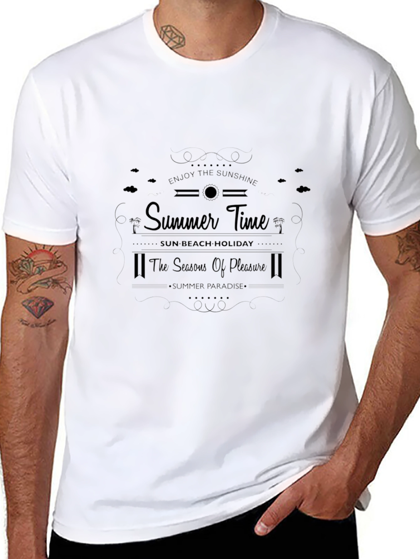 Summer Time Black Graphic T-Shirt