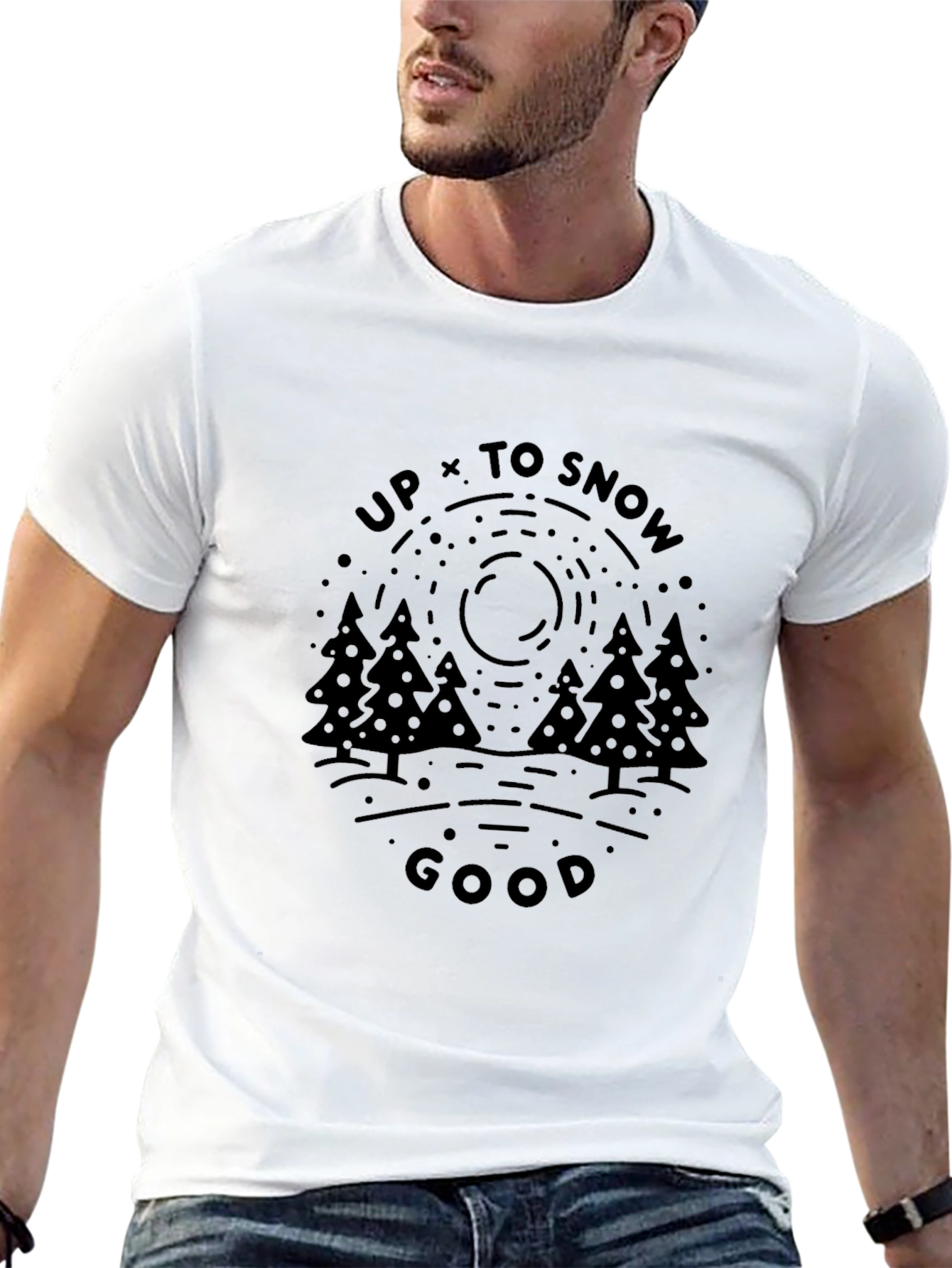 Up To Snow Good Graphic T-Shirt - Black