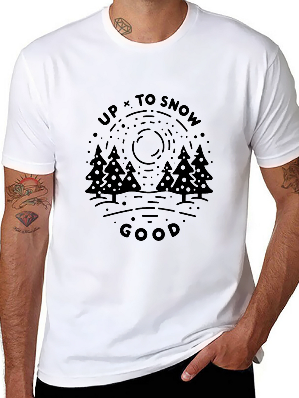 Up To Snow Good Graphic T-Shirt - Black