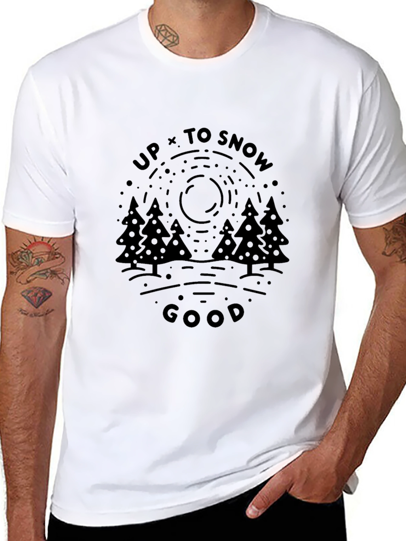 Up To Snow Good Graphic T-Shirt - Black