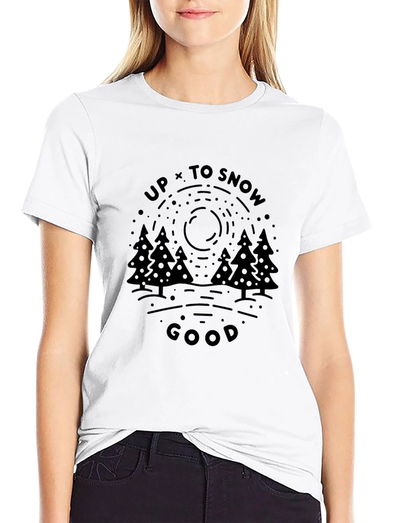 Up To Snow Good Graphic T-Shirt - Black