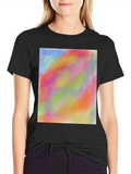 Vibrant Abstract Art Print Black Tee Shirt