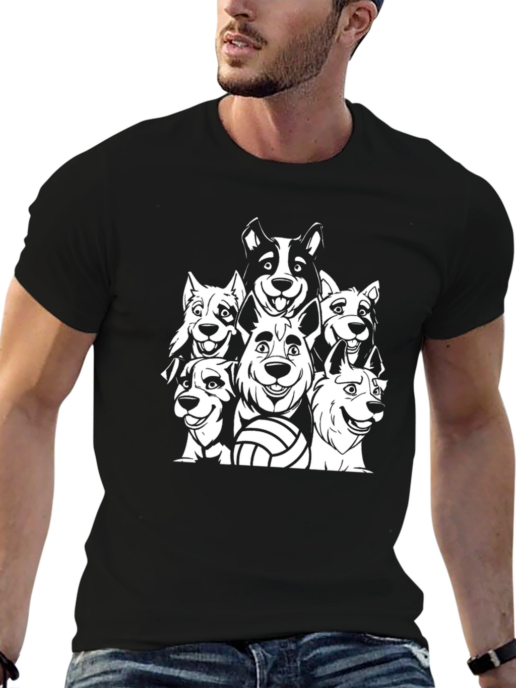 Dog Volleyball Team Graphic Tee - Black