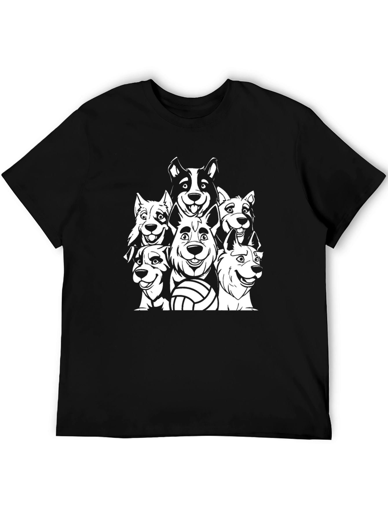 Dog Volleyball Team Graphic Tee - Black