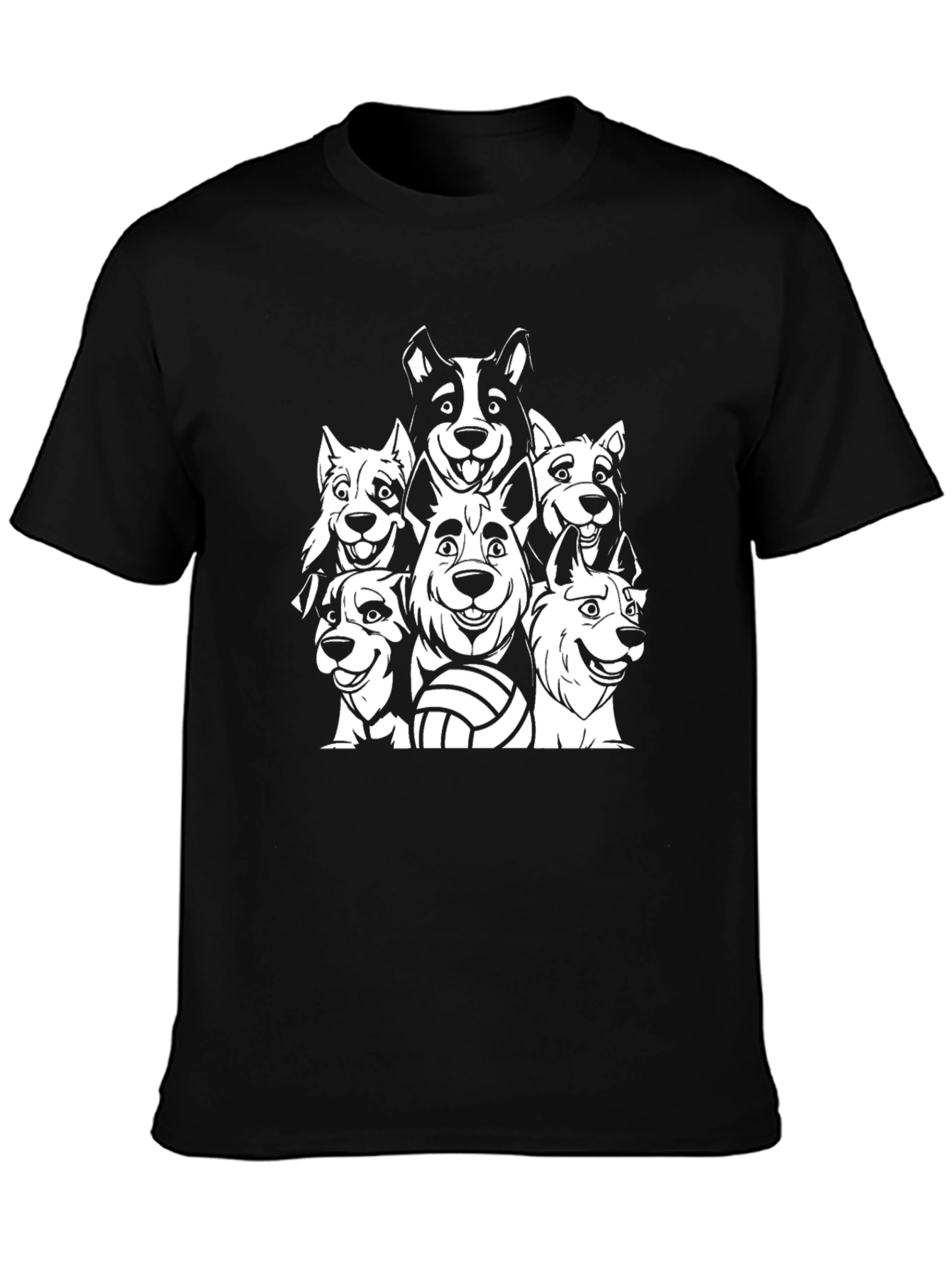 Dog Volleyball Team Graphic Tee - Black