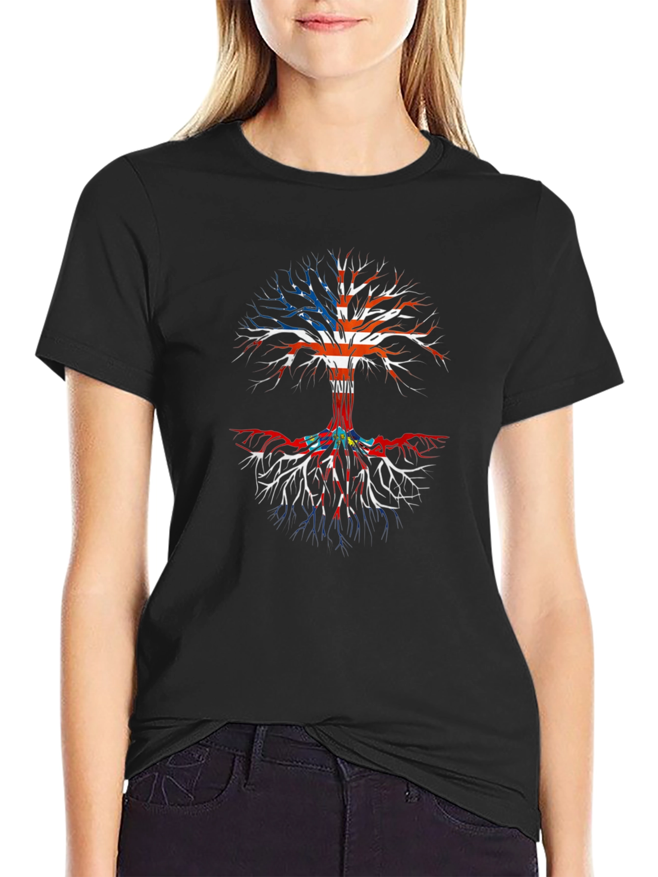USA Roots Tree T-Shirt - Patriotic Tee