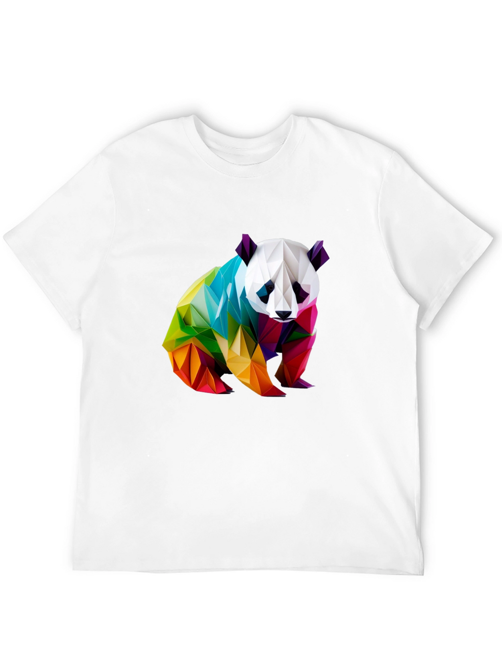Geometric Panda Graphic Tee - Black Crew Neck