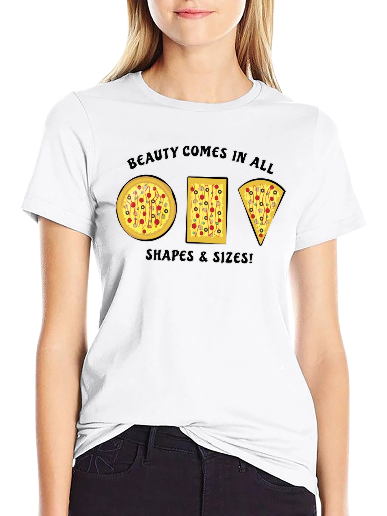 Beauty Comes in All Shapes Pizza T-Shirt
