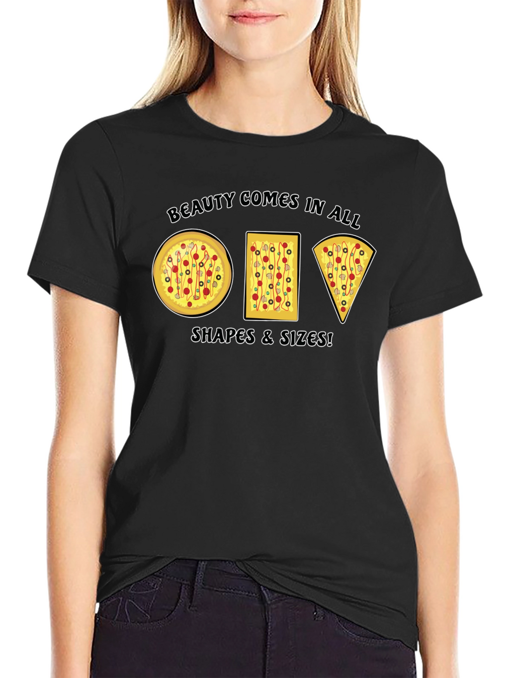 Beauty Comes in All Shapes Pizza T-Shirt