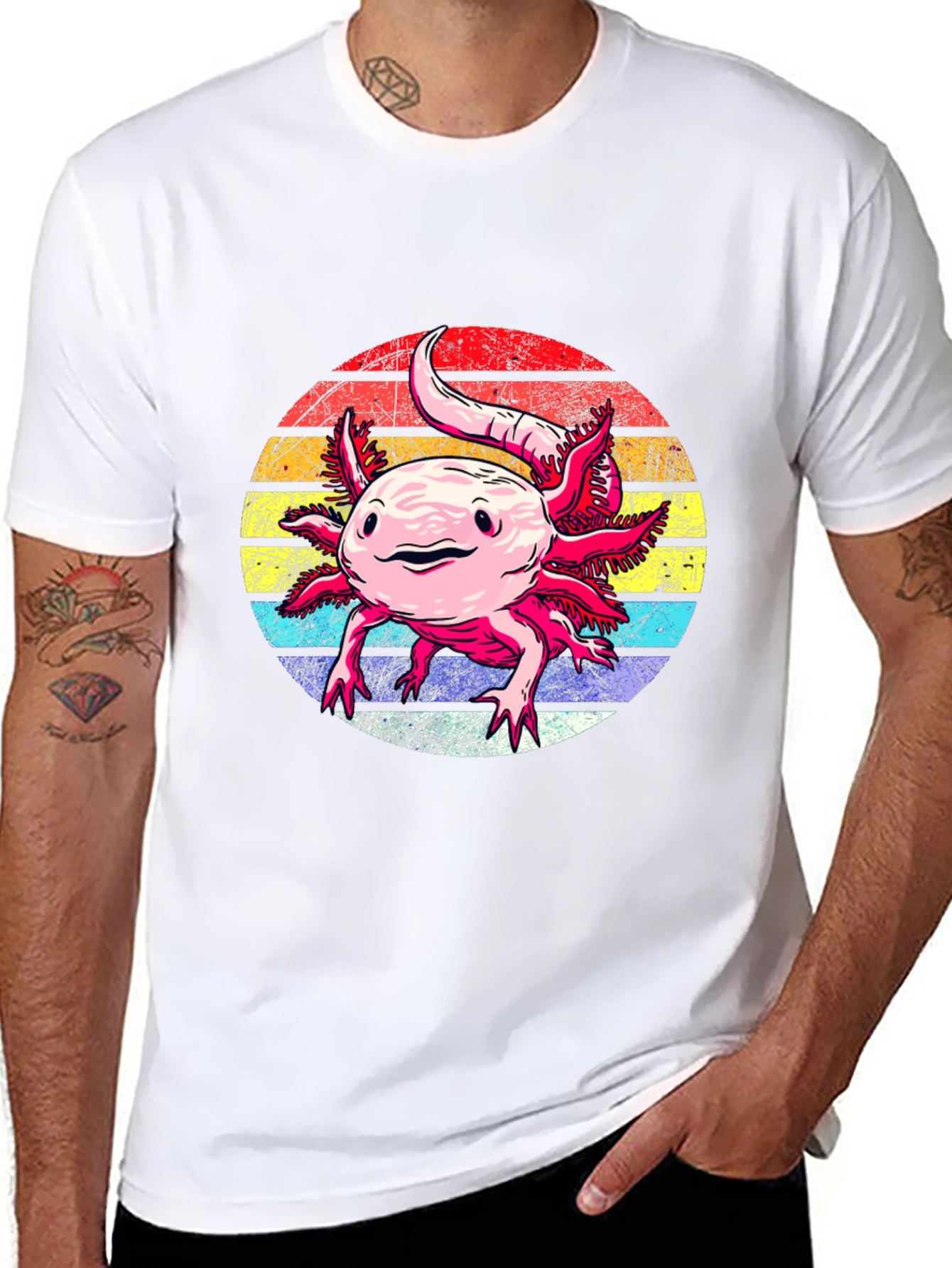 Axolotl Retro Sunset Graphic Tee