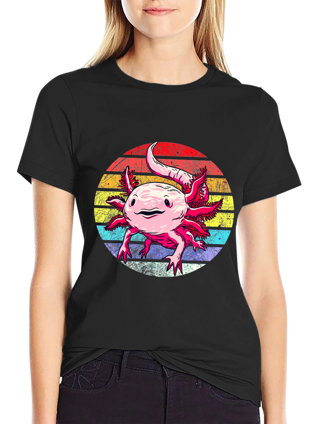 Axolotl Retro Sunset Graphic Tee
