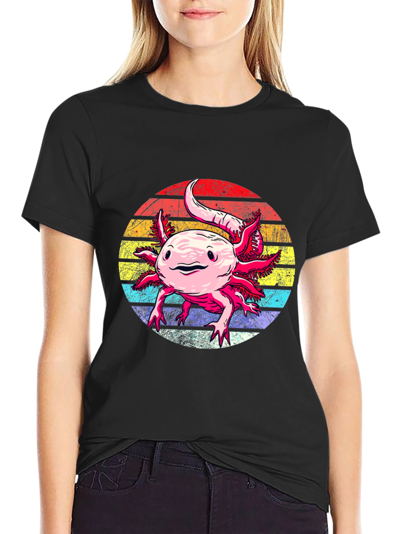 Axolotl Retro Sunset Graphic Tee