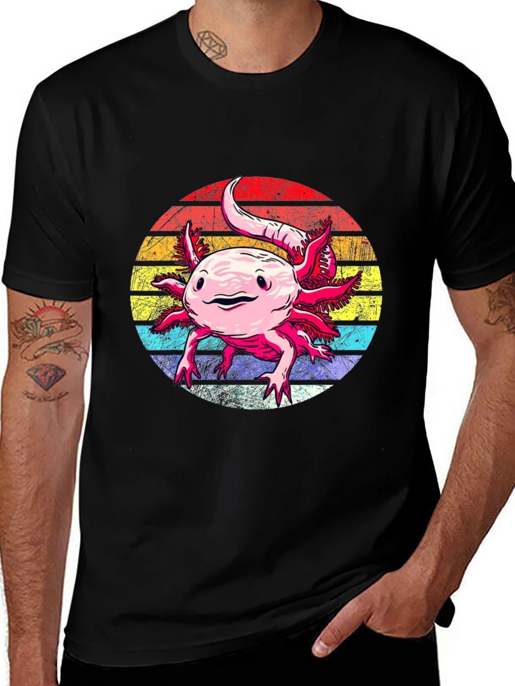 Axolotl Retro Sunset Graphic Tee