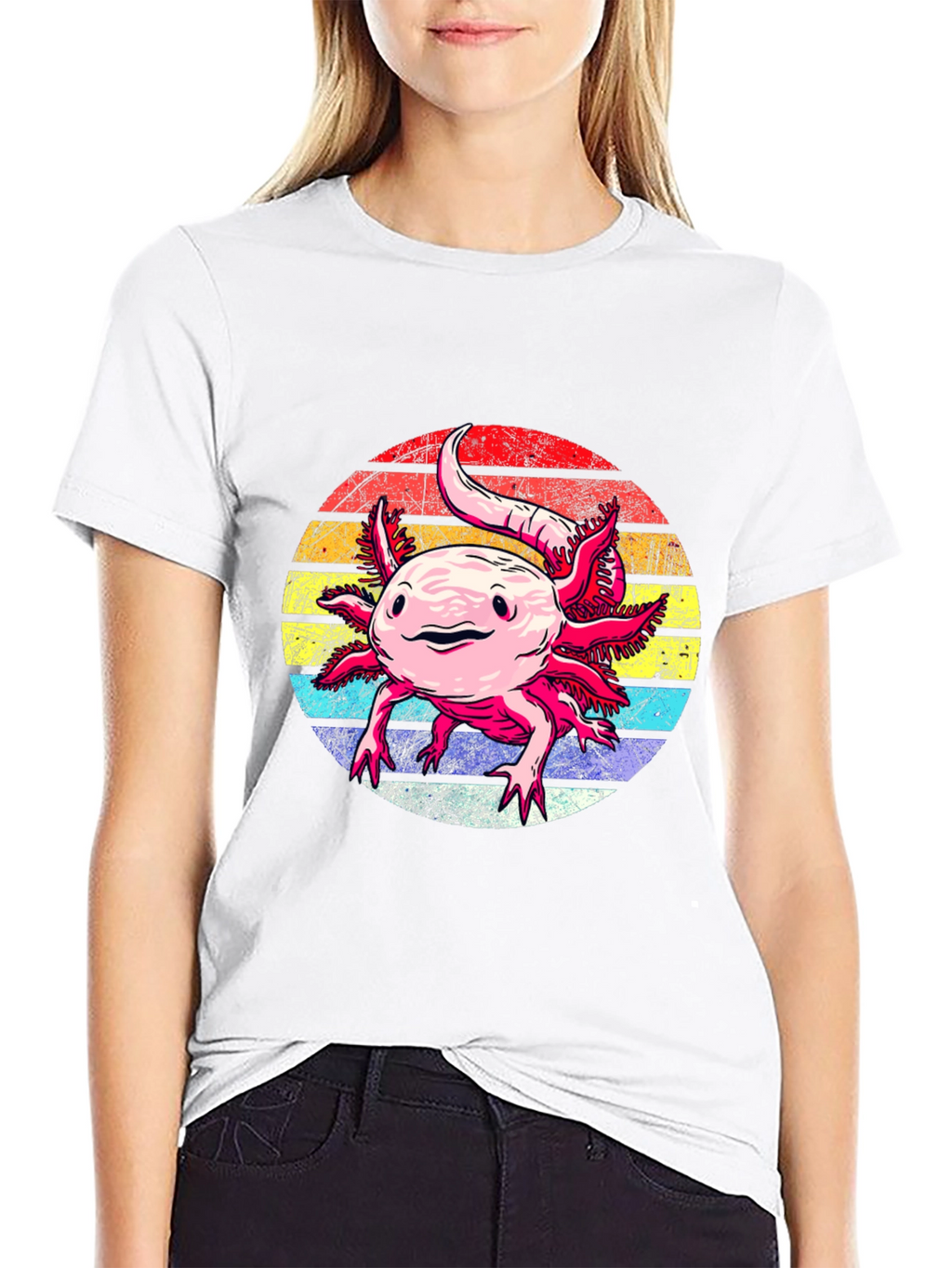 Axolotl Retro Sunset Graphic Tee