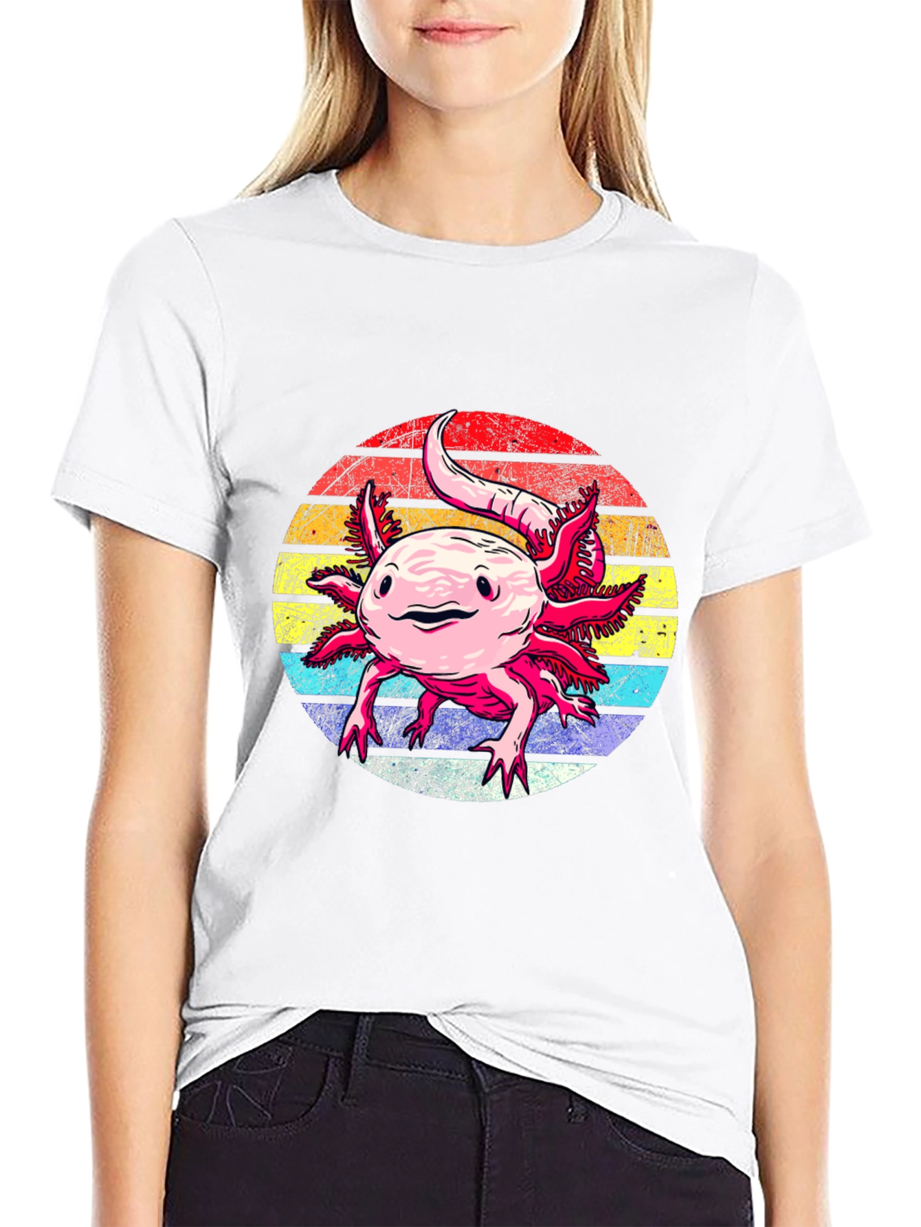 Axolotl Retro Sunset Graphic Tee