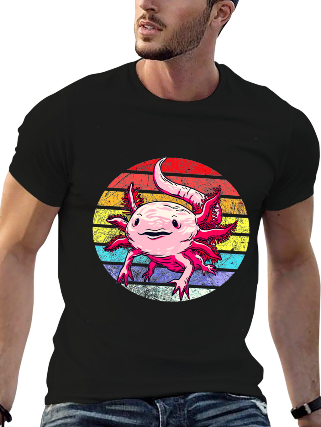 Axolotl Retro Sunset Graphic Tee