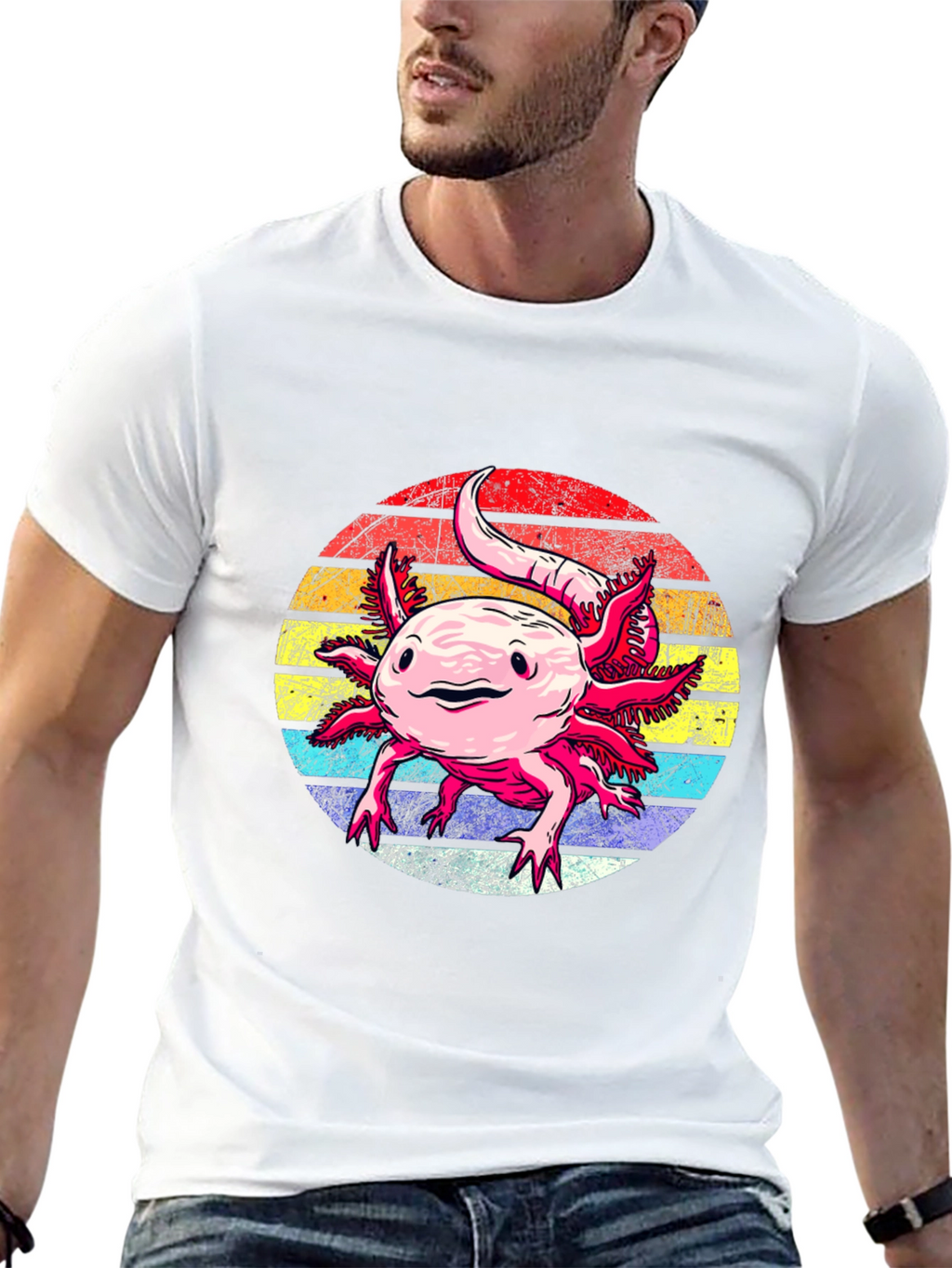 Axolotl Retro Sunset Graphic Tee