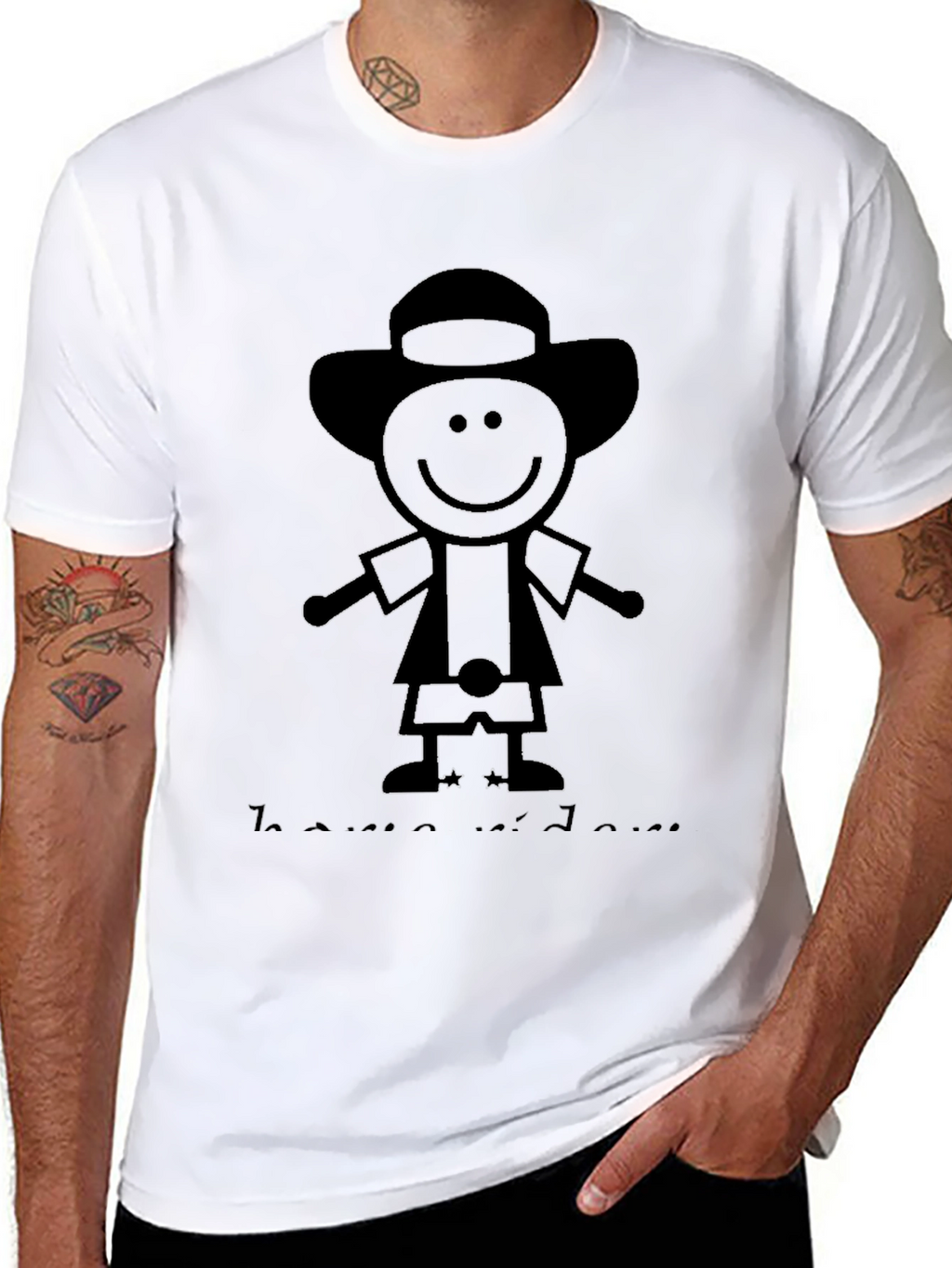 Stick Figure Cartoon Black T-Shirt