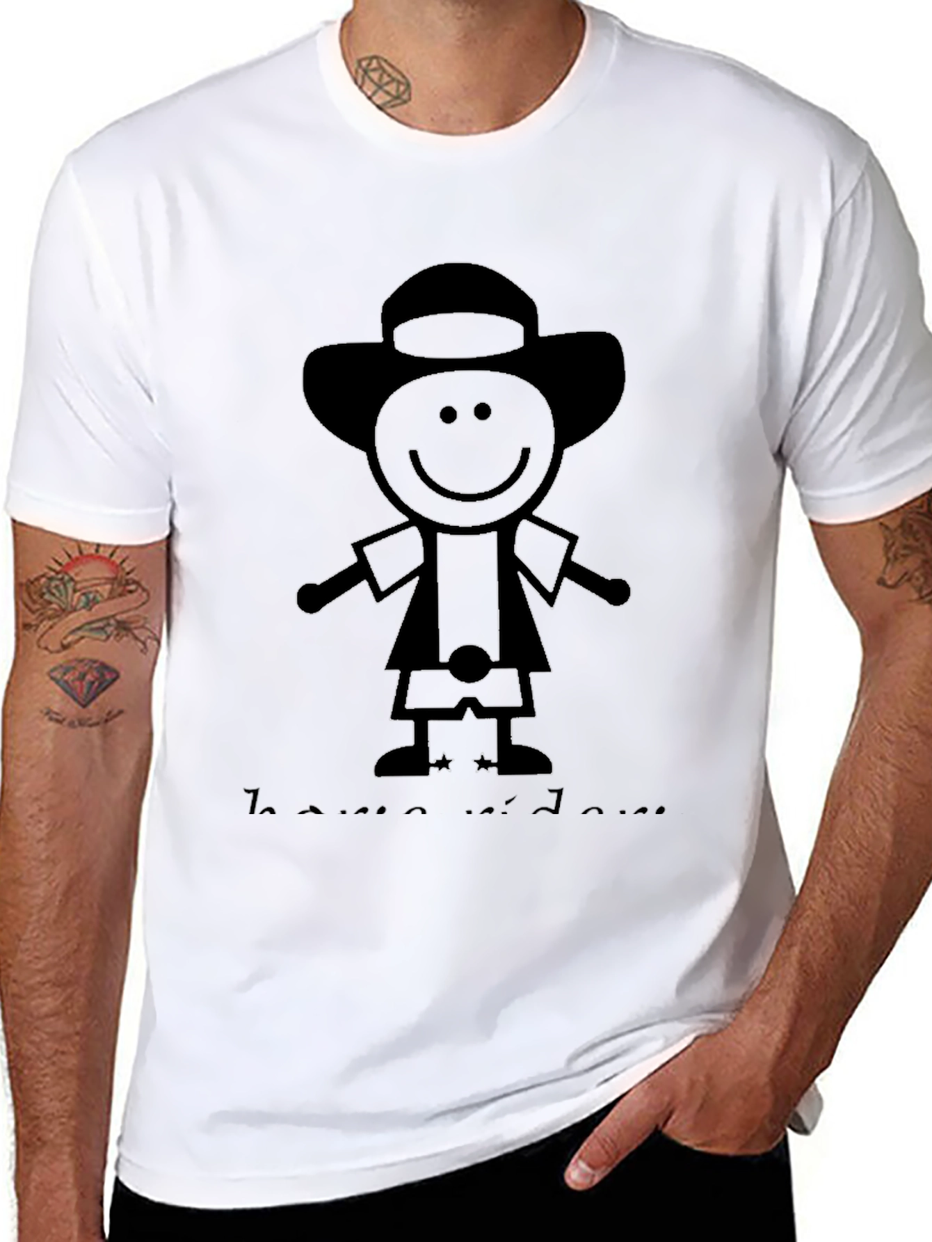 Stick Figure Cartoon Black T-Shirt