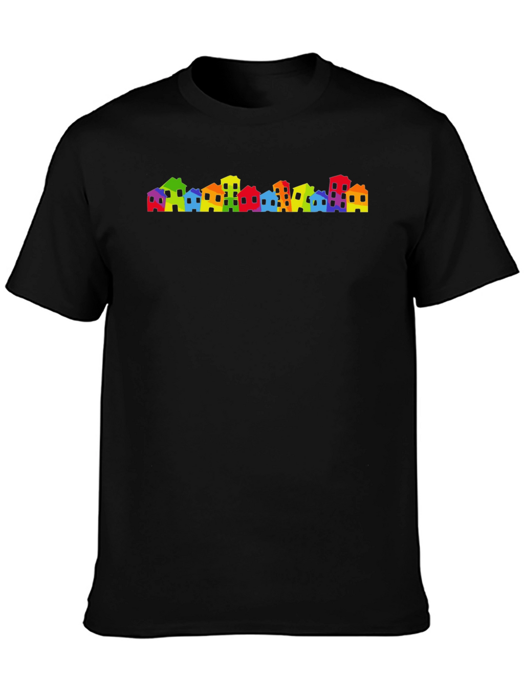 Rainbow Townscape Black T-Shirt