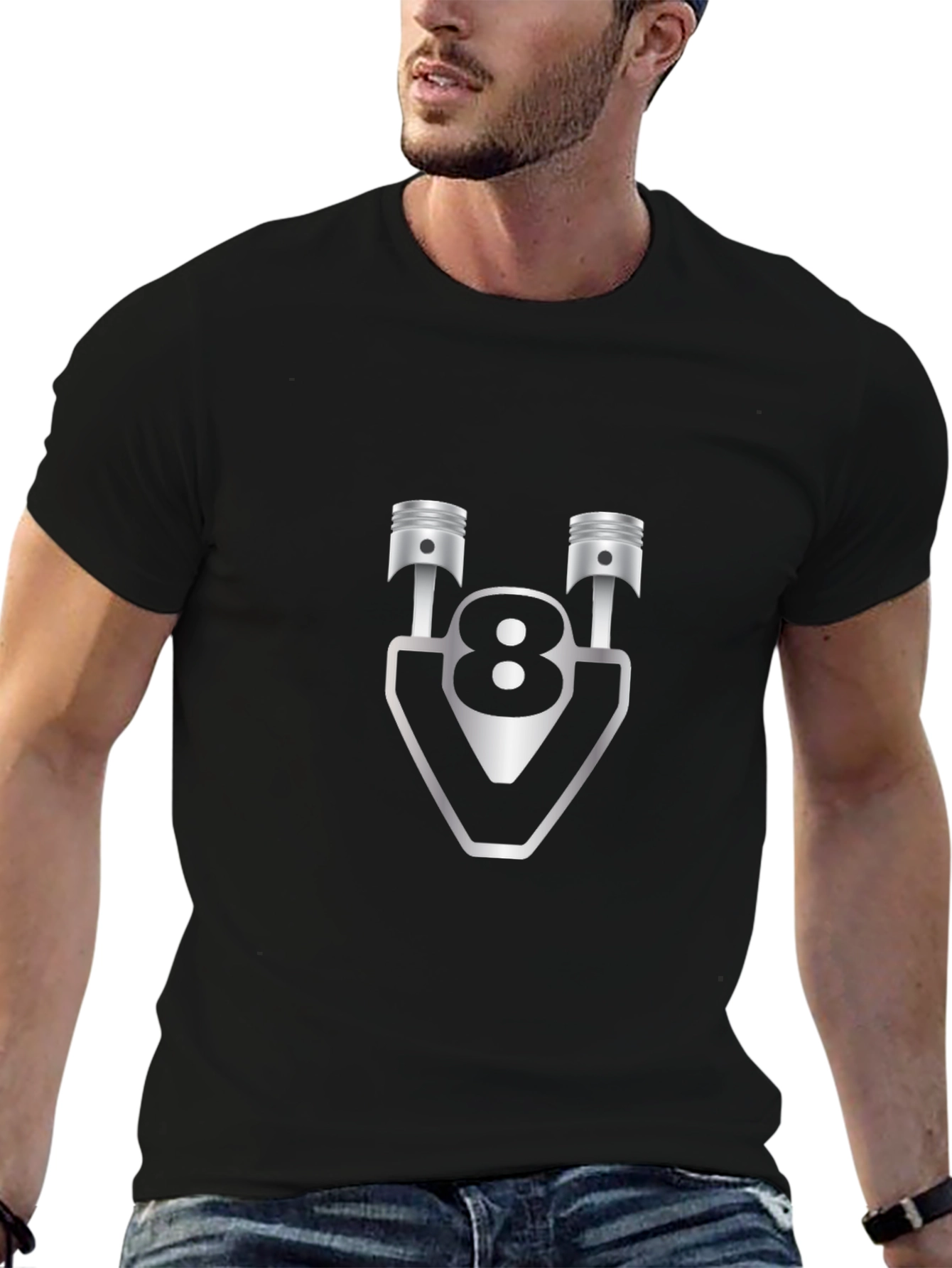 V8 Engine Pistons Graphic Tee - Black