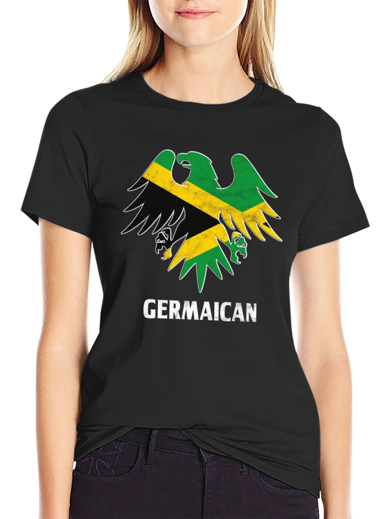 Germaican T-Shirt Germany Jamaica Flag Eagle Funny Tee