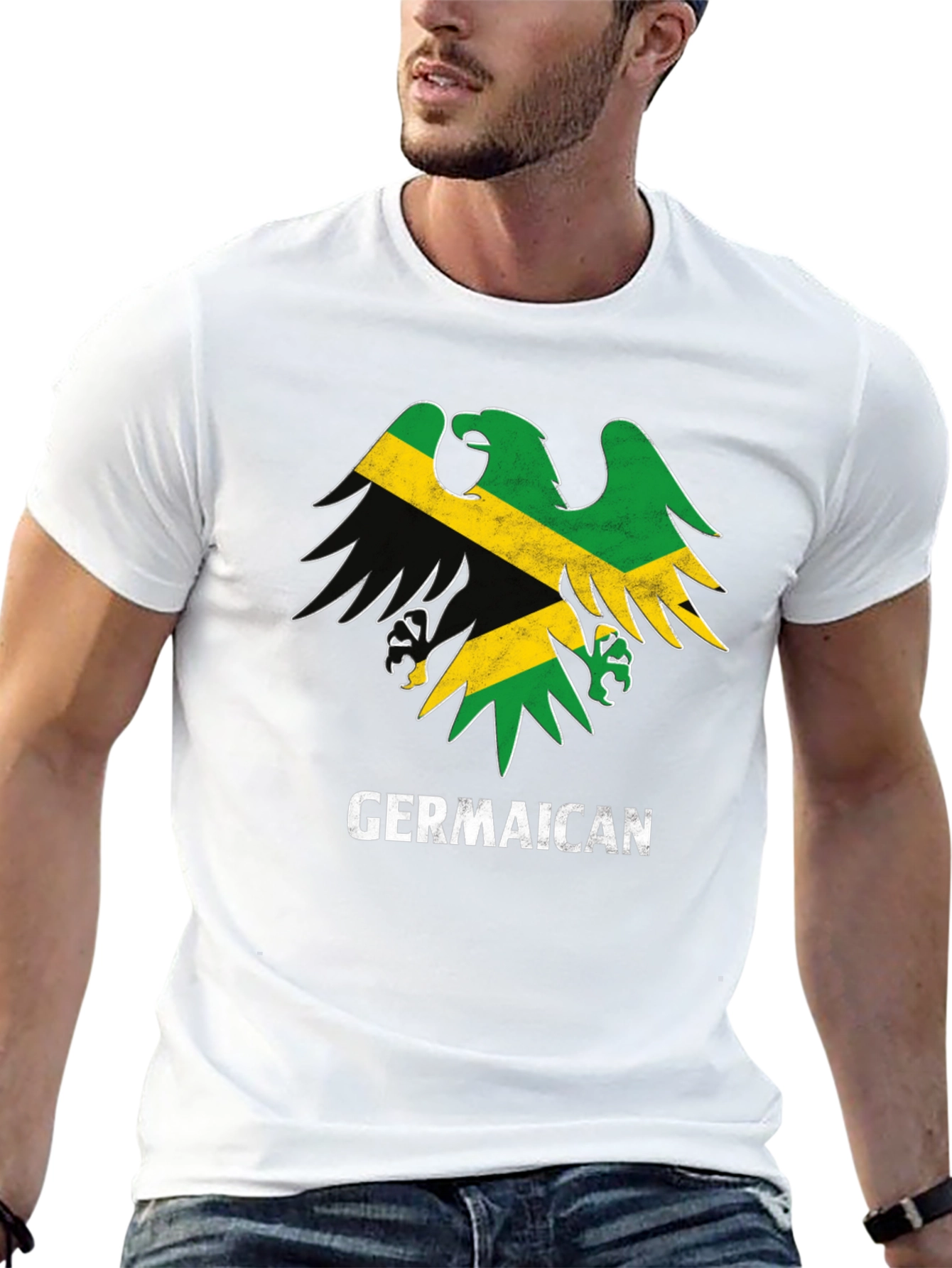 Germaican T-Shirt Germany Jamaica Flag Eagle Funny Tee