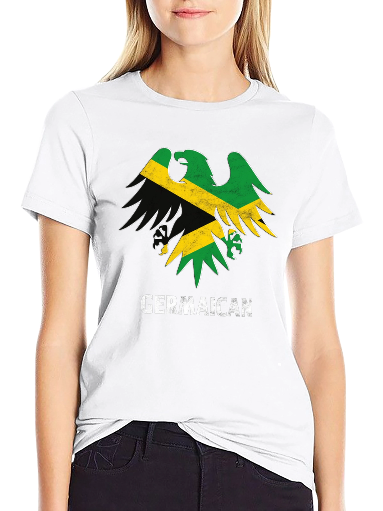 Germaican T-Shirt Germany Jamaica Flag Eagle Funny Tee