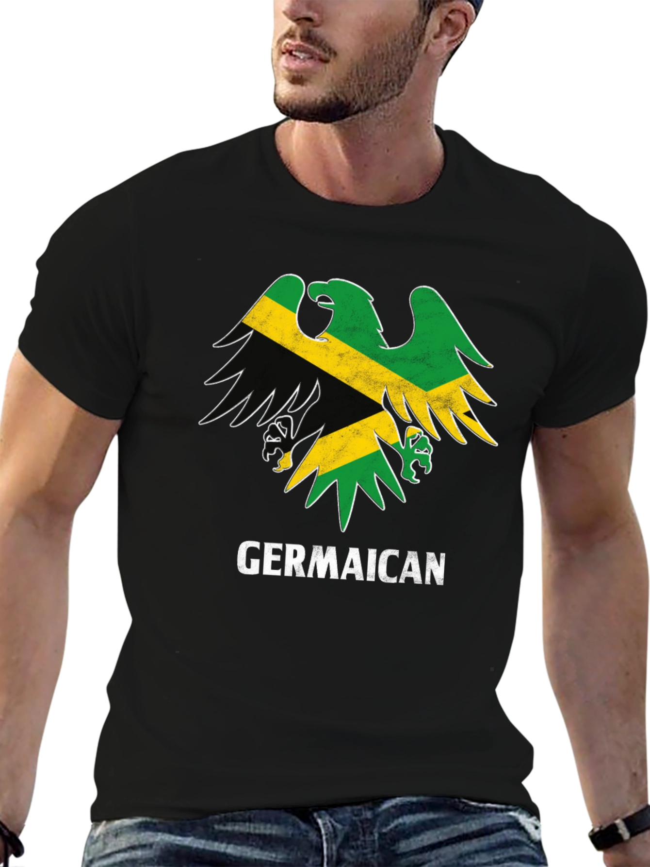 Germaican T-Shirt Germany Jamaica Flag Eagle Funny Tee