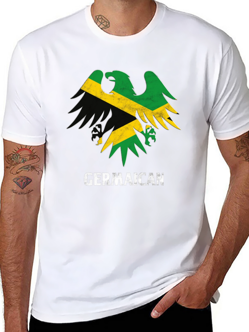 Germaican T-Shirt Germany Jamaica Flag Eagle Funny Tee