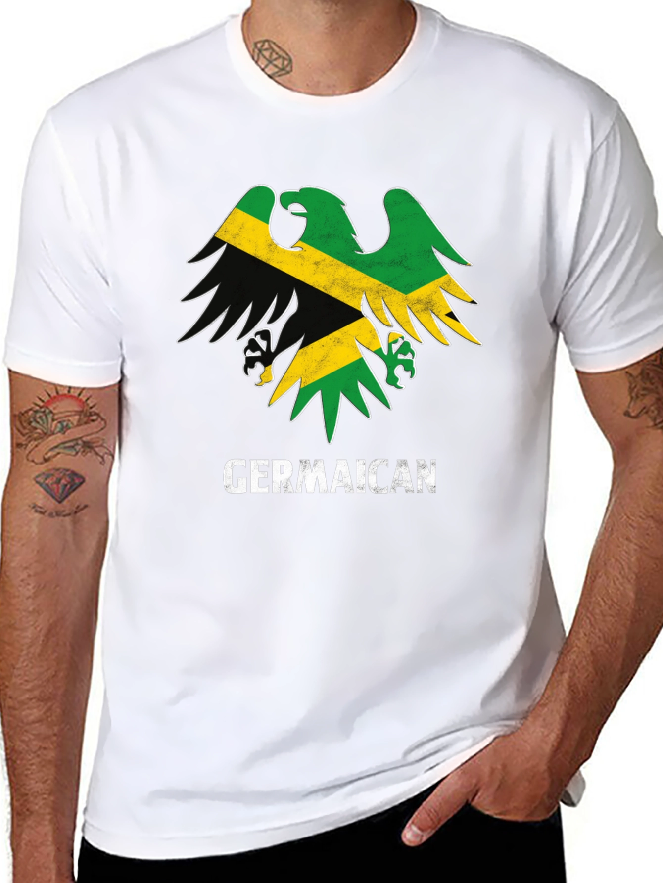 Germaican T-Shirt Germany Jamaica Flag Eagle Funny Tee