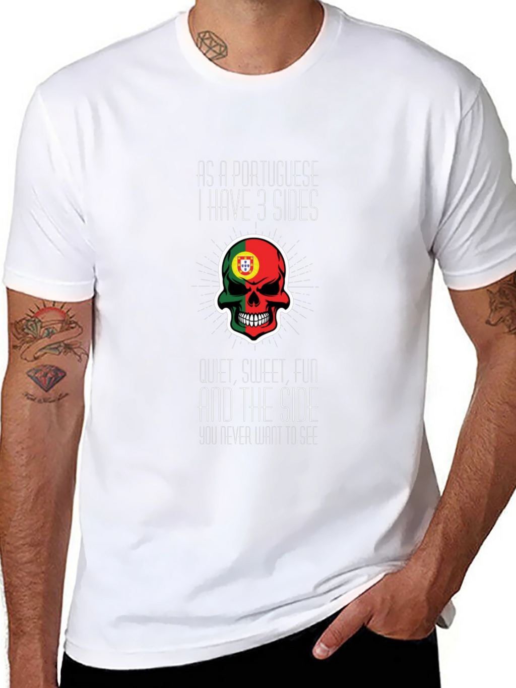 Portuguese 3 Sides Graphic Tee - Novelty T-Shirt