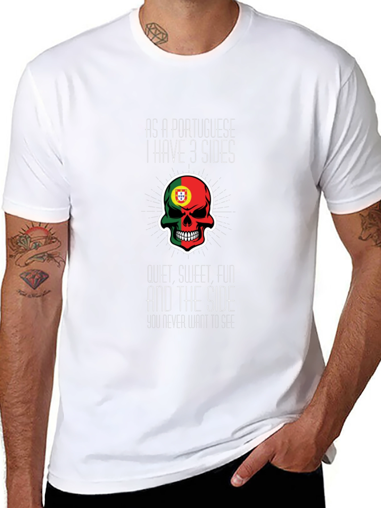 Portuguese 3 Sides Graphic Tee - Novelty T-Shirt