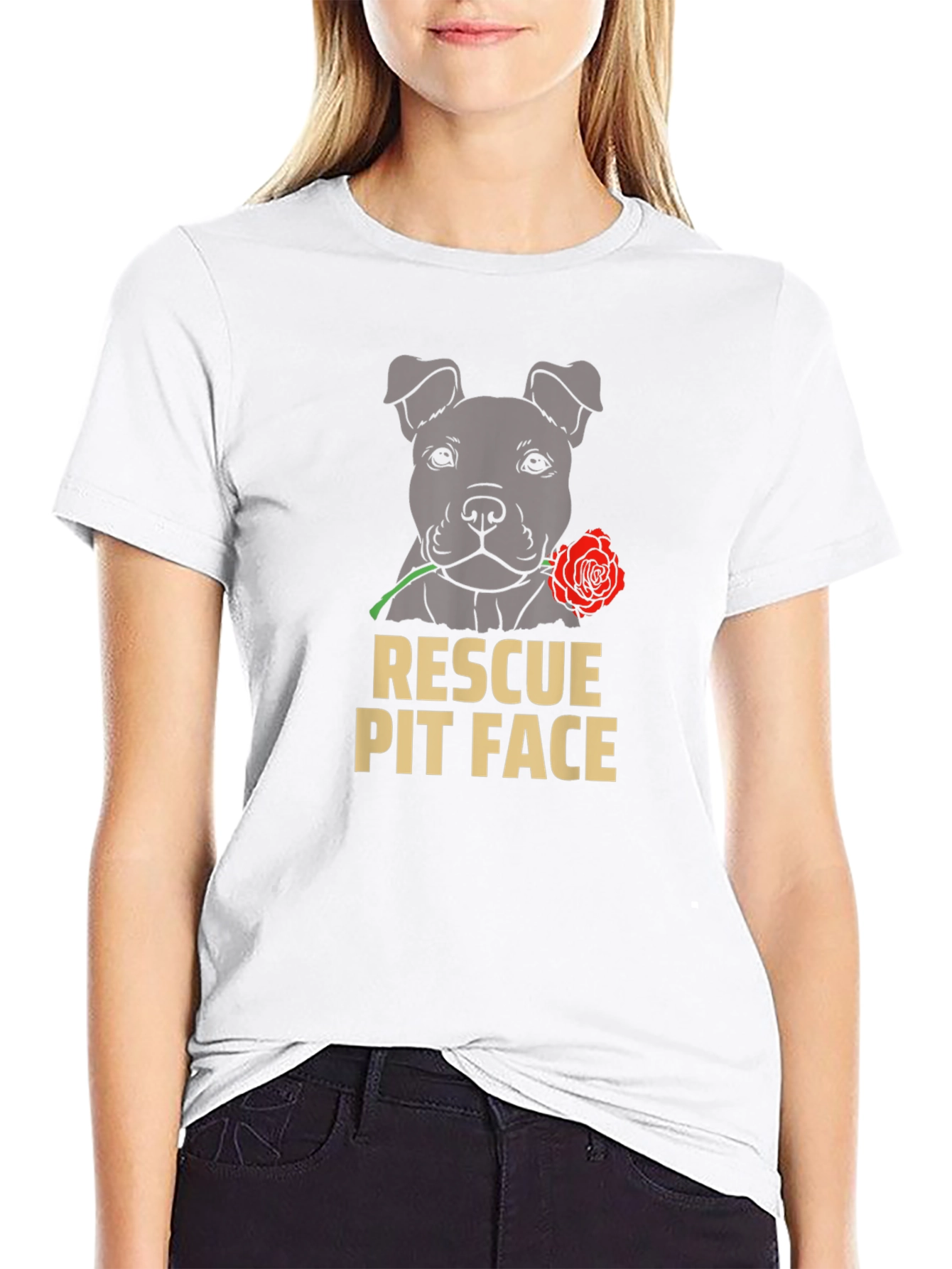 Rescue Pit Face Dog Graphic T-Shirt
