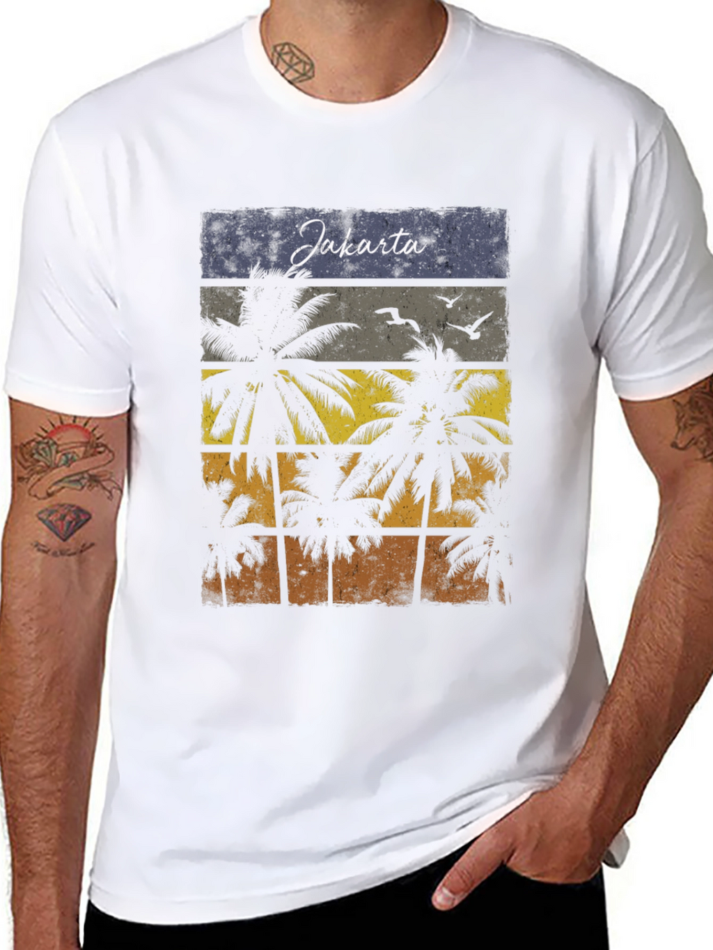 Jakarta Palm Tree Retro T-Shirt