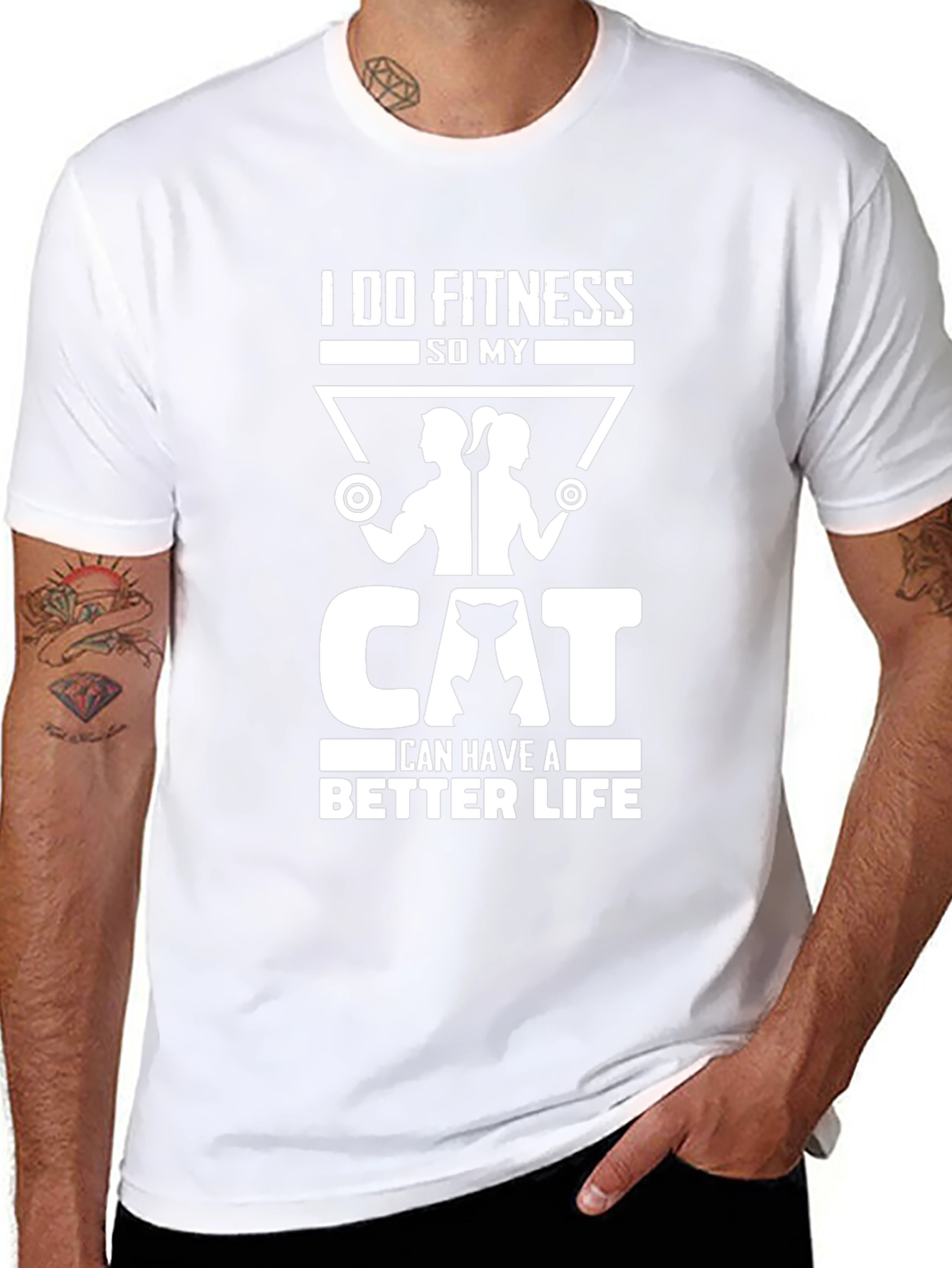 Fitness Cat Lover T-Shirt - Workout Gift Tee