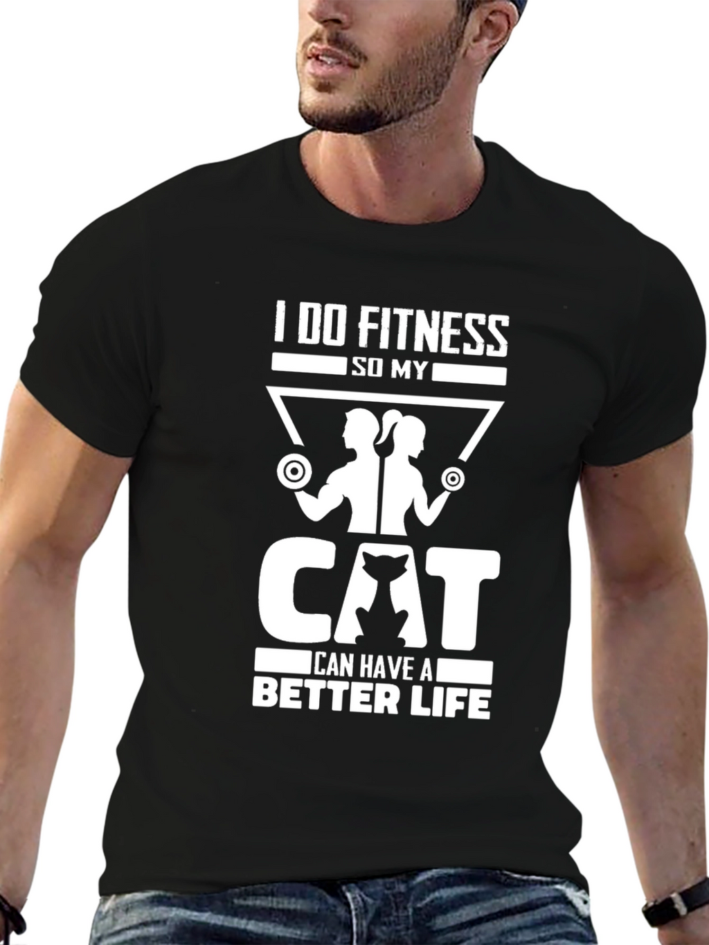 Fitness Cat Lover T-Shirt - Workout Gift Tee
