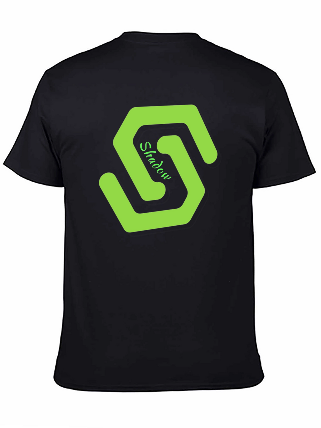 Mens Black T-Shirt with Green Shadow Logo
