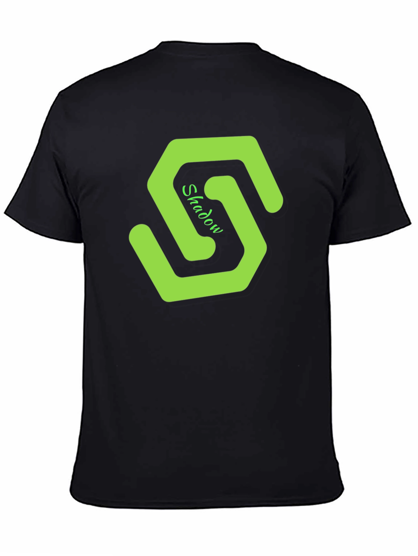 Mens Black T-Shirt with Green Shadow Logo