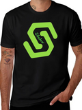 Mens Black T-Shirt with Green Shadow Logo
