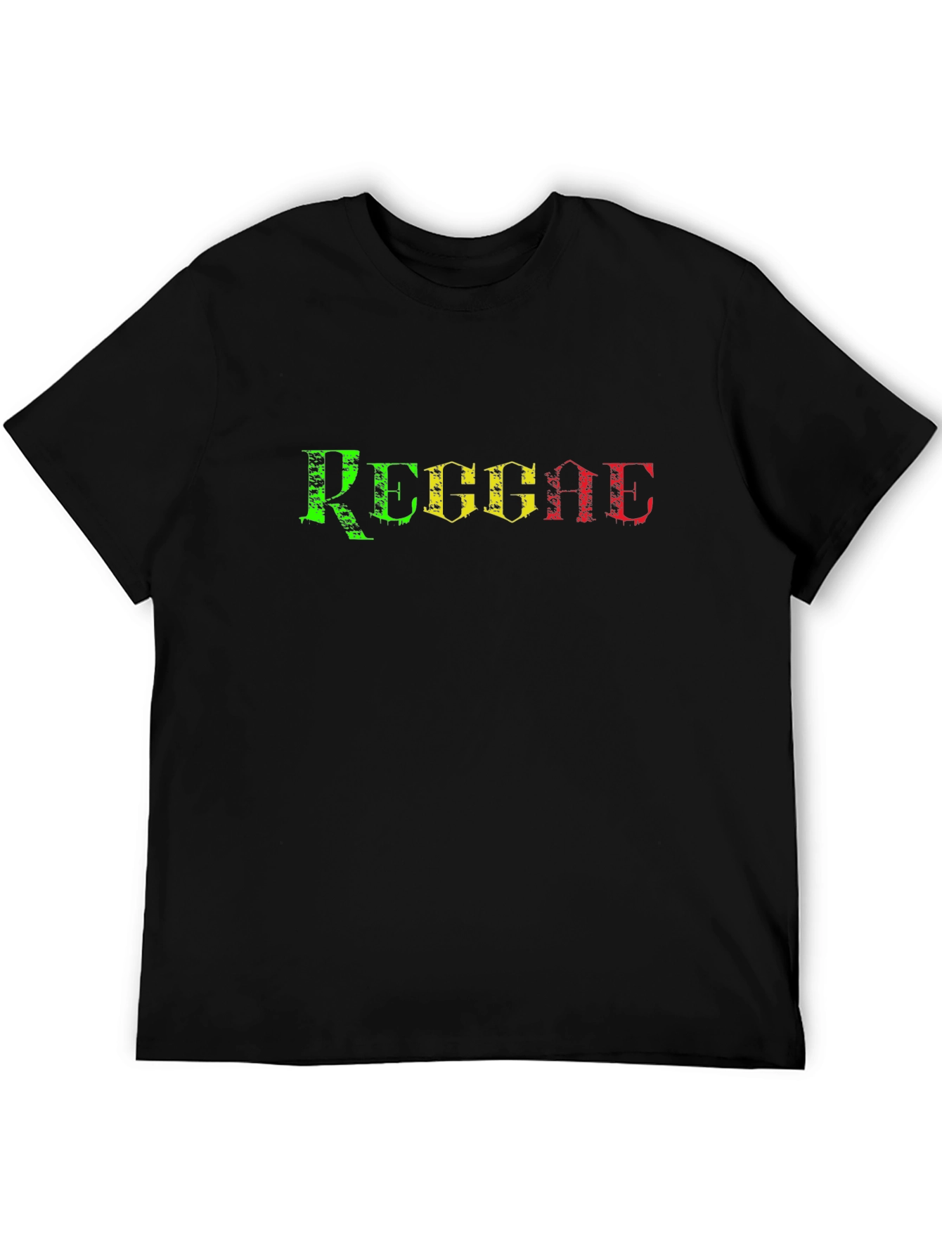 Reggae T-Shirt - Black Cotton Tee with Rasta Colors
