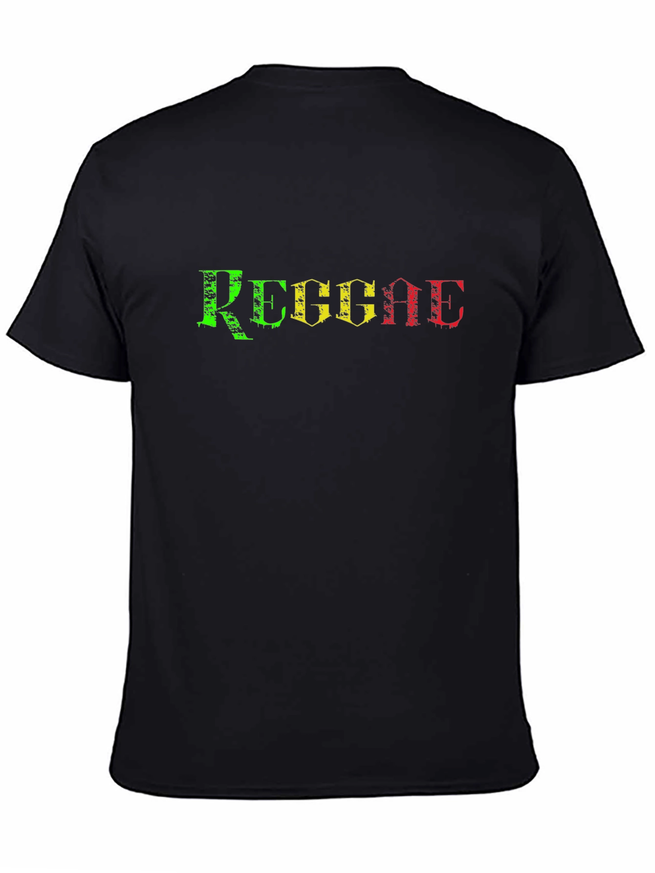 Reggae T-Shirt - Black Cotton Tee with Rasta Colors