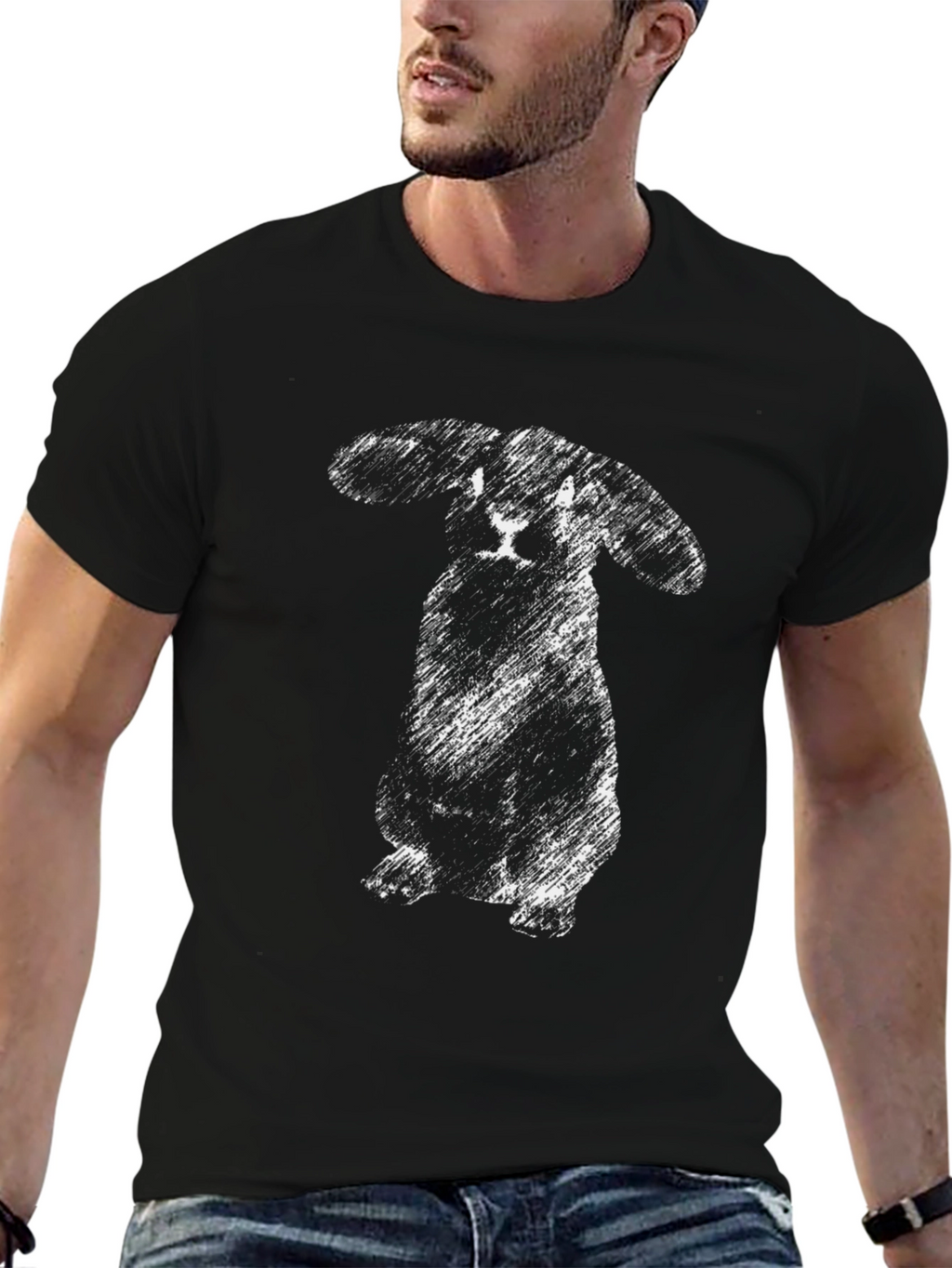Sketchy Rabbit Graphic Tee - Soft Cotton