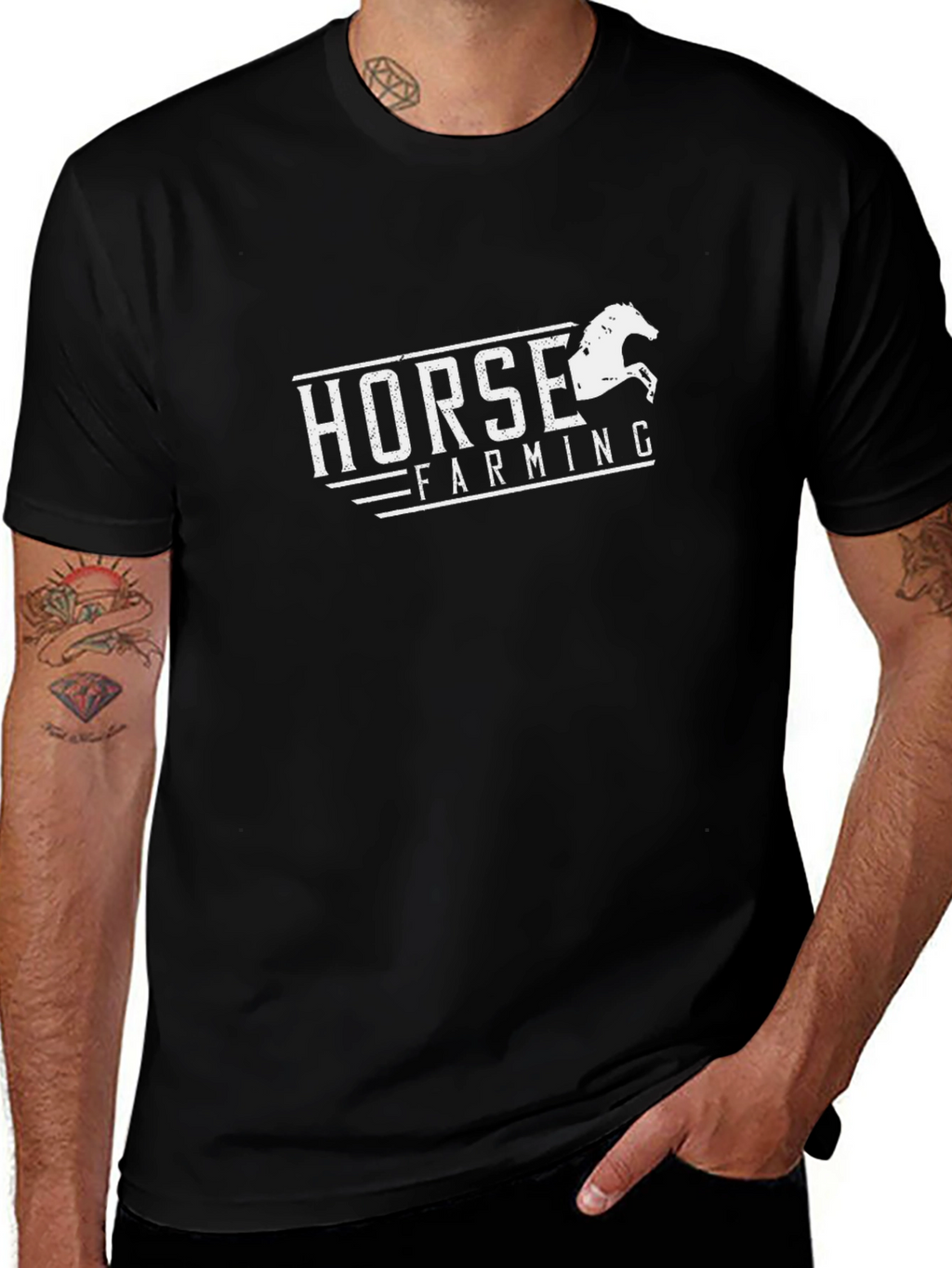 Horse Farming Black T-Shirt