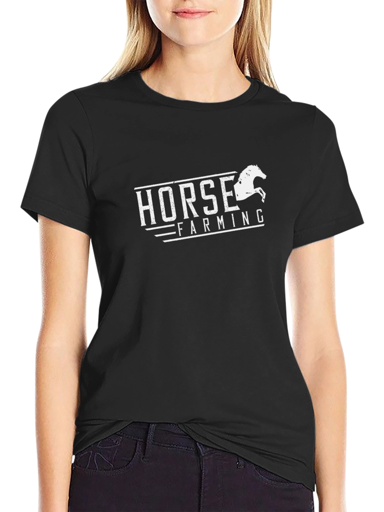 Horse Farming Black T-Shirt