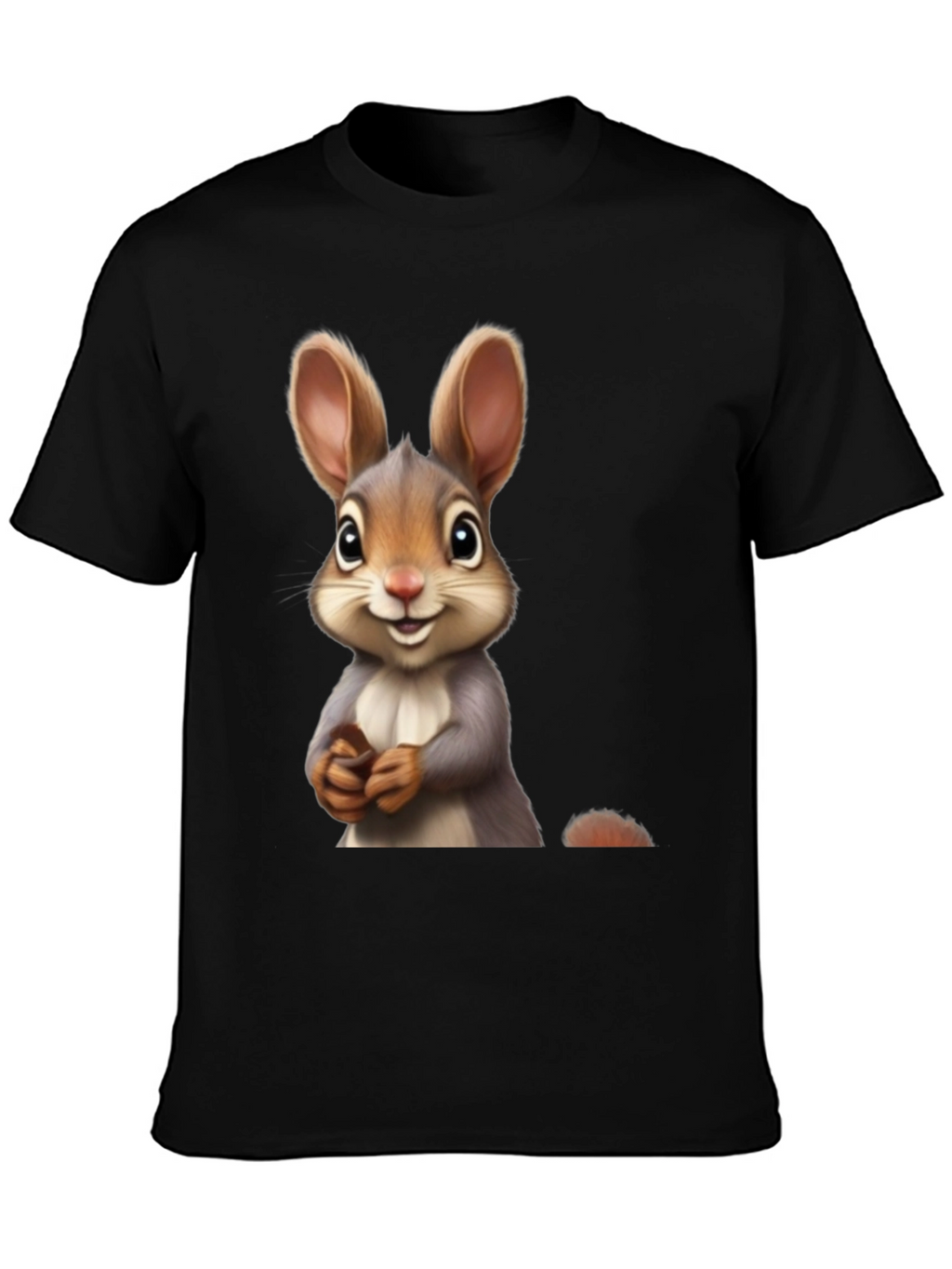 Cute Bunny Graphic Black T-Shirt